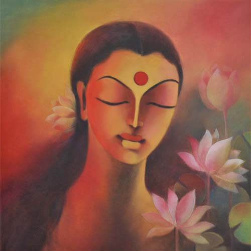 MR13 
Spiritual Grace - Lakshmi 
Acrylic on canvas 
24 x 24 inches 
Unavailable (Can be commissioned)